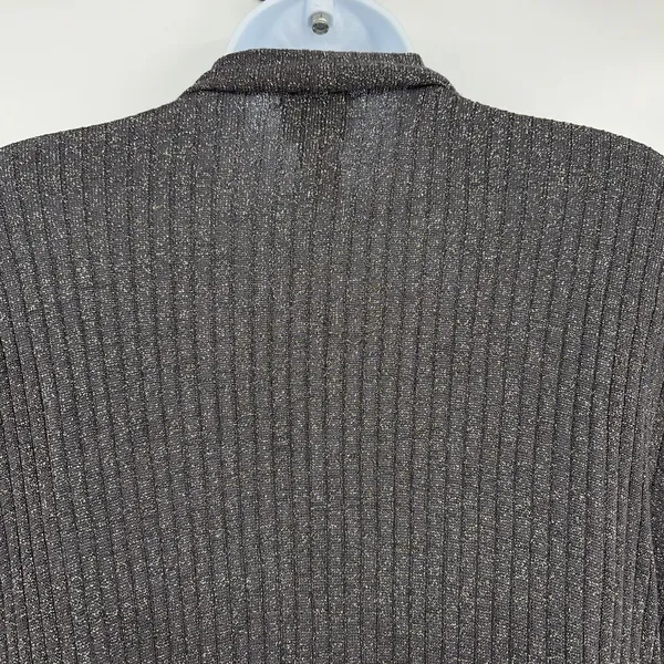 Chico's Ribbed Shimmery Womens Sweater Cardigan Sz XL Holiday Glam Metallic Open - Image 5