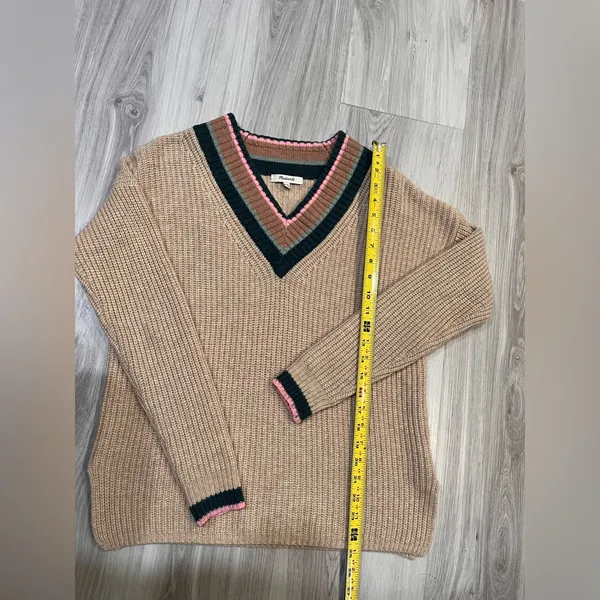medewell Women Beige V-Neck‎ Sweater - Image 3