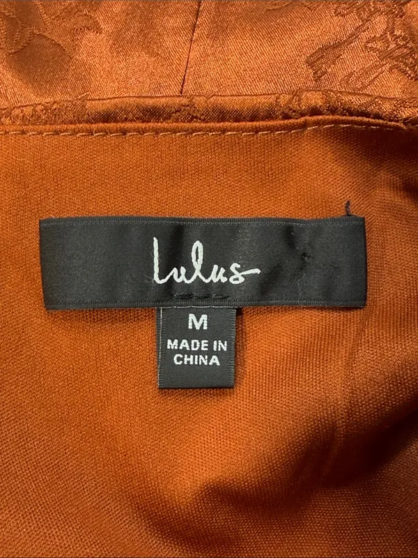 Lulu's Rust Orange Under the Moonlight Satin Jacquard Maxi Slip Dress Medium - Image 10
