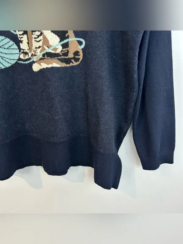 Astrologie Dark Navy Blue Cat/Kitten with Yarn Pullover Sweater Size XXL - Image 8