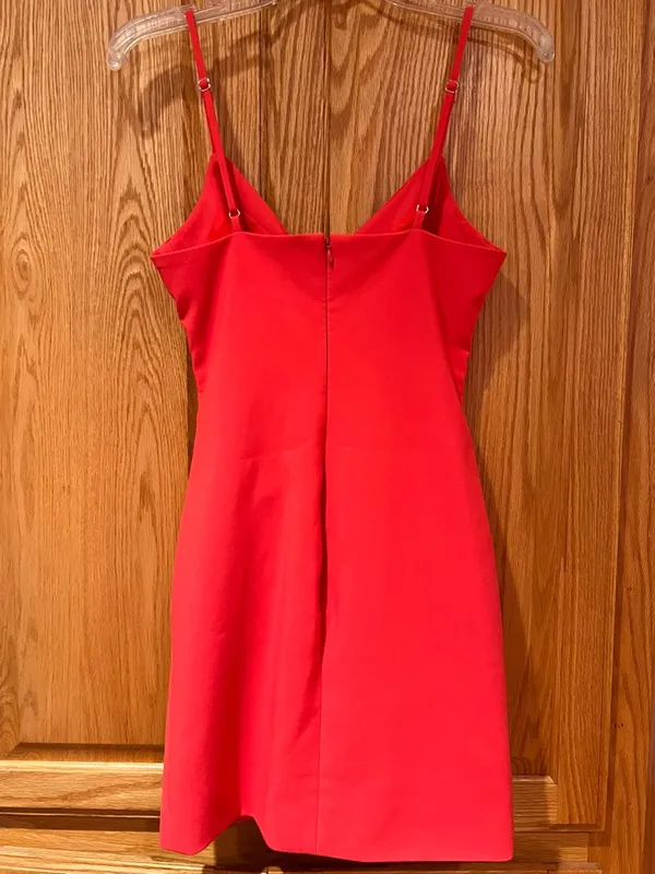 LIKELY Charla Ruched Bodycon Sleeveless Spaghetti Strap Mini Dress Red‎ Size 4 - Image 9