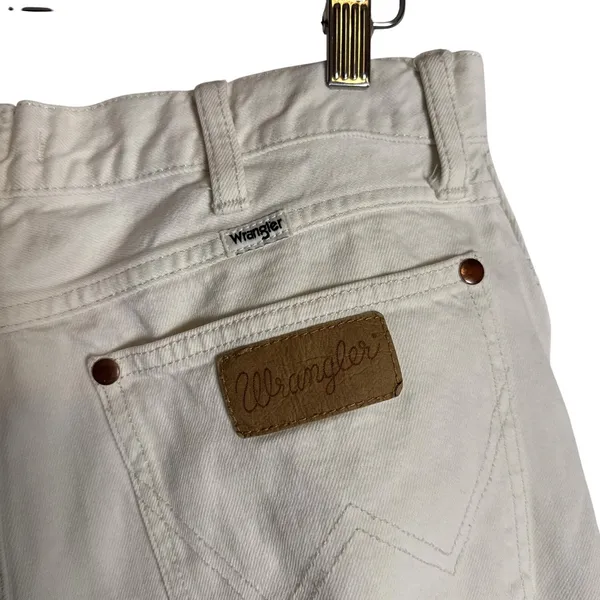 Wrangler World Wide Cream Wide Leg High Rise Western Denim Jeans Size 30x28 - Image 9
