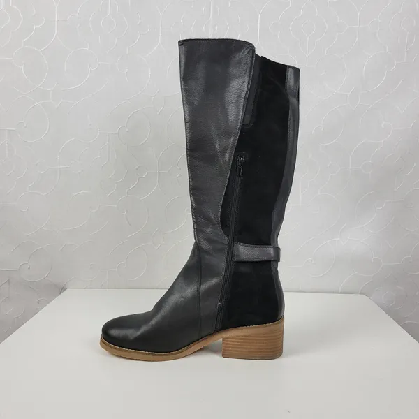 Lucky Brand Timinii Womens Riding Boots Size 10 Black Leather Suede Knee-High - Image 11