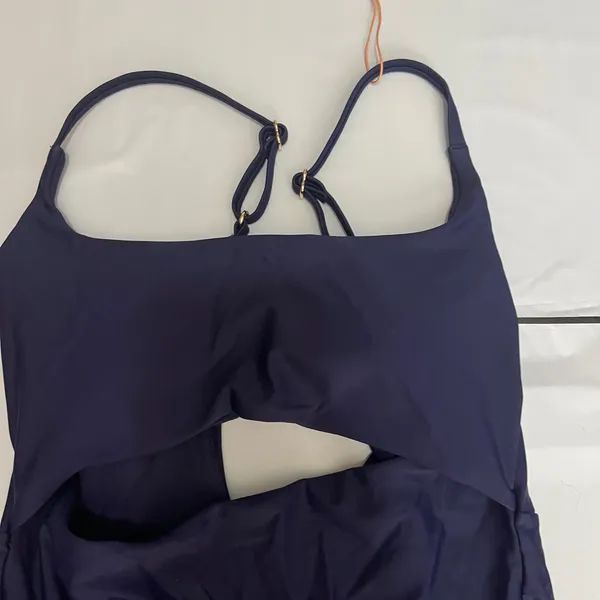 New Quince Italian Cut Out One Piece Womens Swimsuit Deep Navy Blue Size Med - Image 4