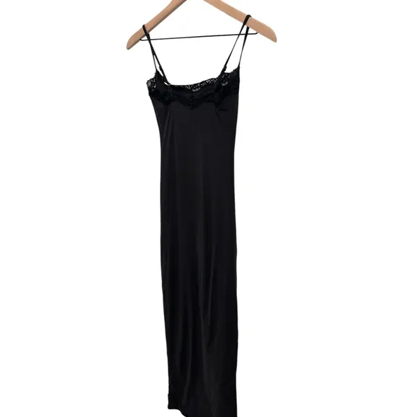 NWT Skims Fits Everybody Lace-Trimmed Stretch Maxi Dress Onyx XS ( Sold out) - Image 6