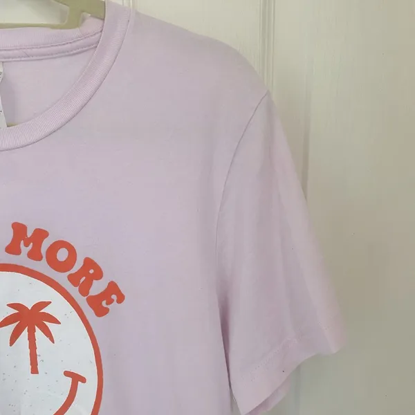 Tee Territory Beach More Worry Less Short Sleeve Tee in Light Pink & Orange - Image 6
