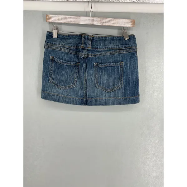 J. Galt Womens Denim Mini Skirt Blue Low Rise Double Button Small - Image 3