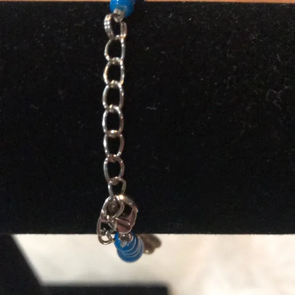 New- bohemian flower bracelet with blue beads adjustable - Image 5