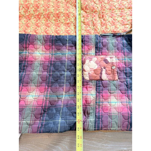 Urban Outfitters Quilted Mixed Print Poncho Womens Orange‎ Plaid OS - Image 2