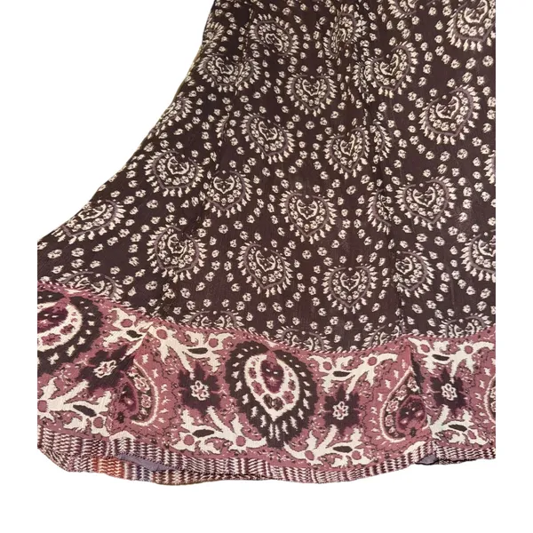 Gianni Bini Silk Boho Skirt Women's 12 Hippie Aztec Raw Hem Lightweight‎ ~Flaw - Image 2