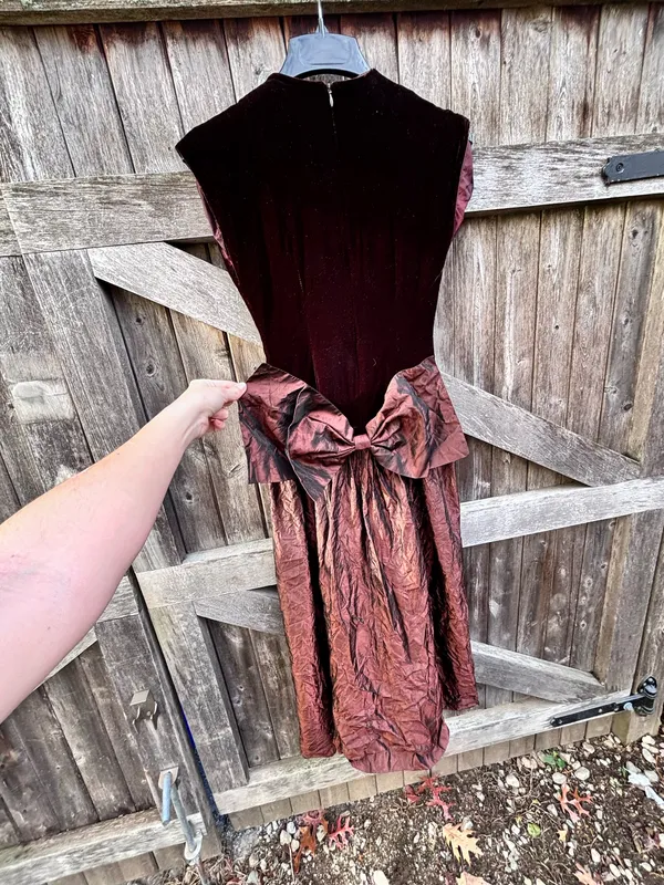 Vintage Brown Velvet Dress - Image 2