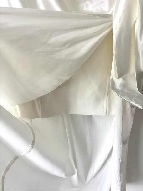 Mable Anthropologie White Satin Midi Asymmetrical Dress Bridal Shower Wedding - Image 11