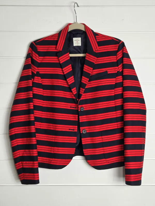 GAP The Academy Red and Black Striped Blazer size 8 - Image 2