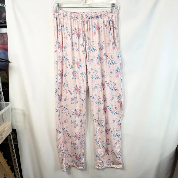 Catherine Malandrino Small Pajama Set Pink‎ Floral Short Sleeve Pants Soft 1698 - Image 7