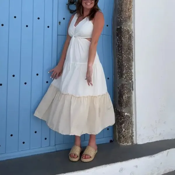 Endless Rose Cottage Midi Dress SMALL Cut Out Waist Ruffle Cotton Designer $110 - Image 4