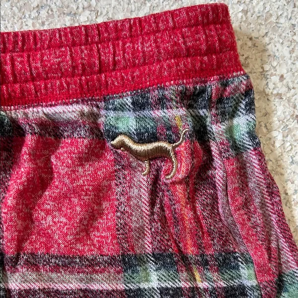 PINK Victoria's Secret Red Plaid Athletic Shorts - Image 3