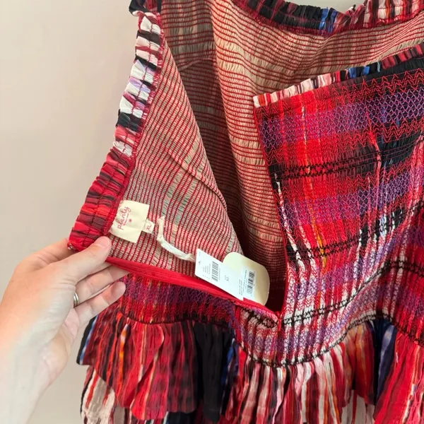 Anthropologie Plenty by Tracy Reese Smocked Plaid Strapless‎ Mini Dress XL NWT - Image 8