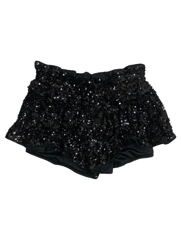 TCEC Large Black Sequin Shorts Sparkle Party Holiday Evening Glam High Rise - Image 2