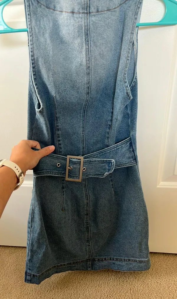 These Three Boutique Vici Dolls Denim Mini Dress With Buckle - Image 5
