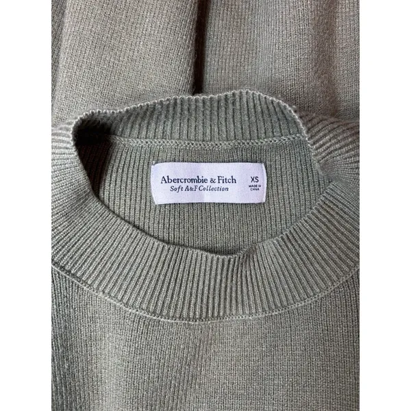 Abercrombie Fitch Oversized Soft Mock Neck Sweater XS Olive Green Rib Knit Cozy - Image 4