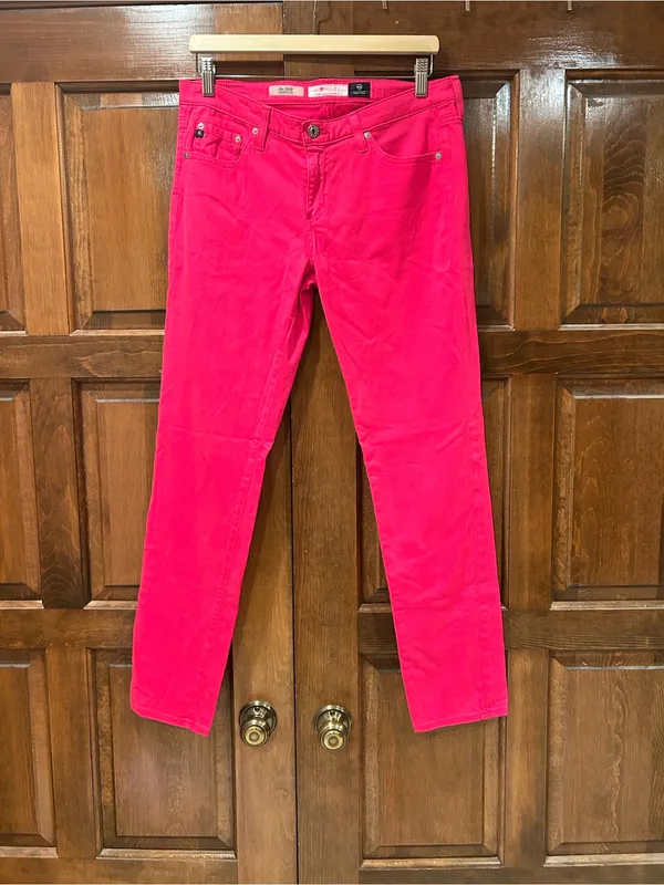 AG Adriano Goldschmied The Stilt Pink Cigarette Jeans Keep A Breast‎ Boobies 31R - Image 2