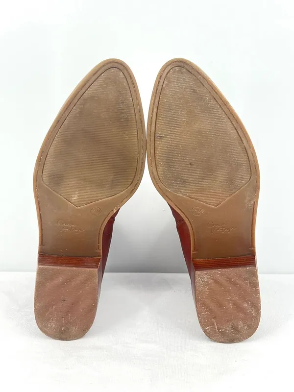 Crown Vintage Tolana2 Brown Leather Block Heel Chelsea Ankle Boots Booties 7.5 - Image 7