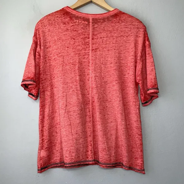 Disney Mickey Pluto Dog T Shirt Size Medium Red Burnout Knit Tee Cropped Novelty - Image 4