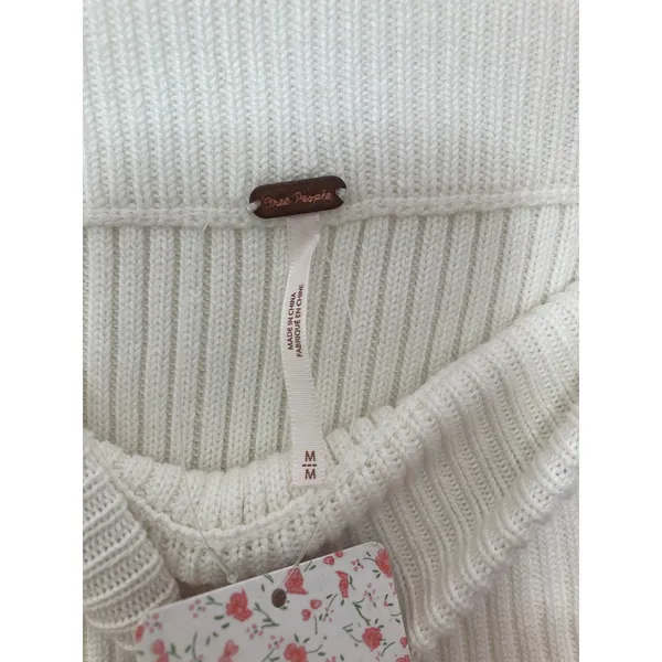 NWT Free People Fall Preppy Heritage Cream Sweater Knit Rib Flare Ruffle Skirt - Image 5