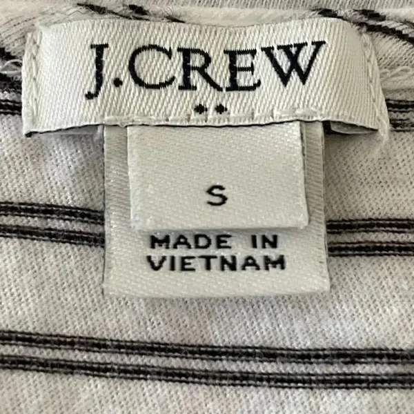 J Crew Black White Stripes Cold Shoulder Round Neck Short Sleeves Tshirt S #1707 - Image 7