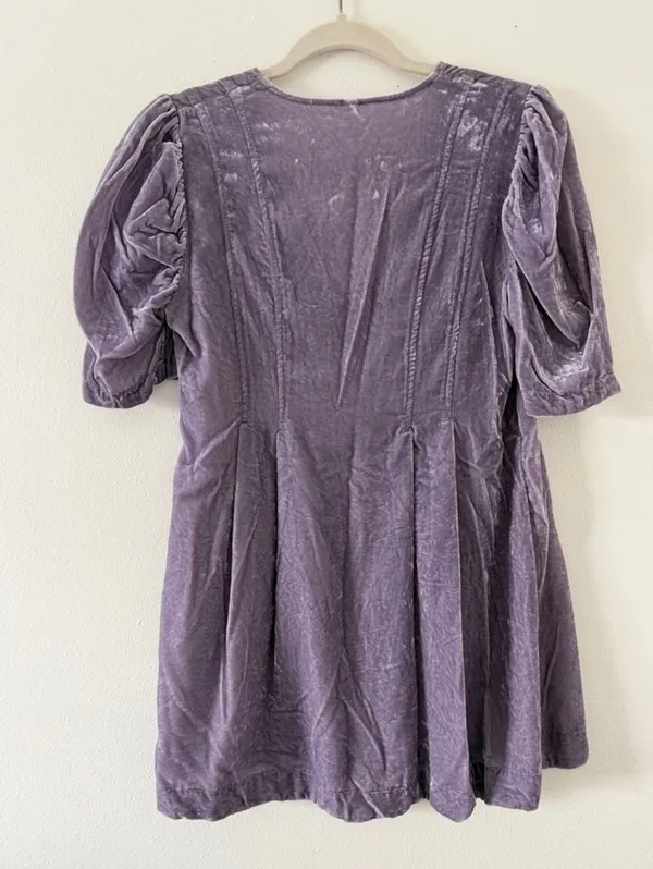 Free people Adele Velvet Tunic Blouse violet/purple size small - Image 11