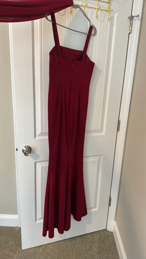 Azazie Bridesmaid Dress burgundy - Image 4