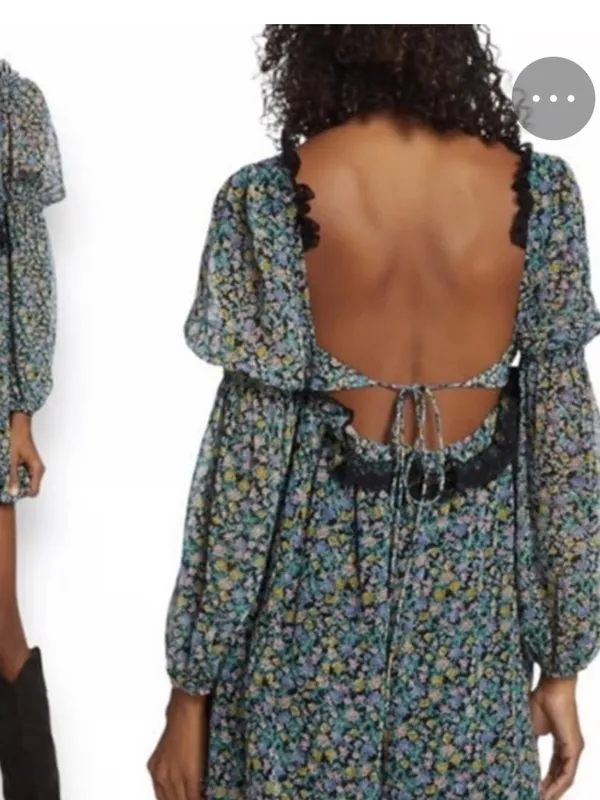 Free People Pennie Mini Dress in Black Como Size Medium - Image 2
