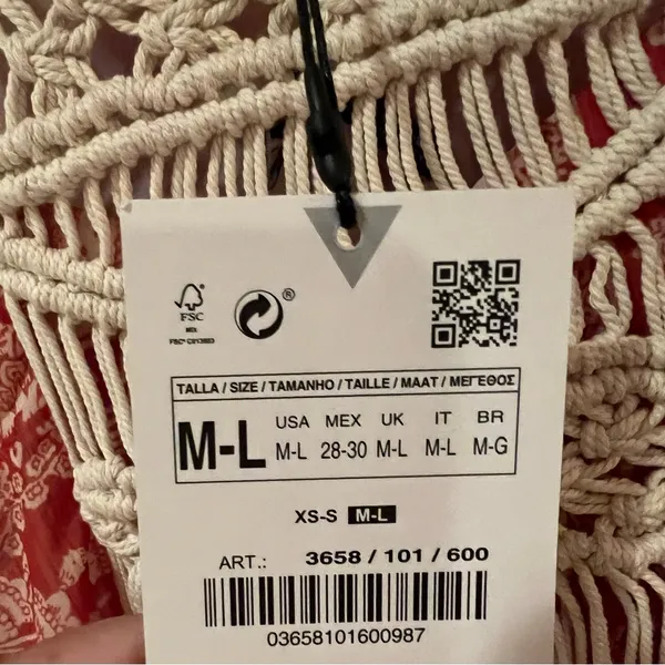 ZARA Macrame Bohemian Festival Lightweight Lined‎ Maxi Dress Size Medium / Large - Image 12