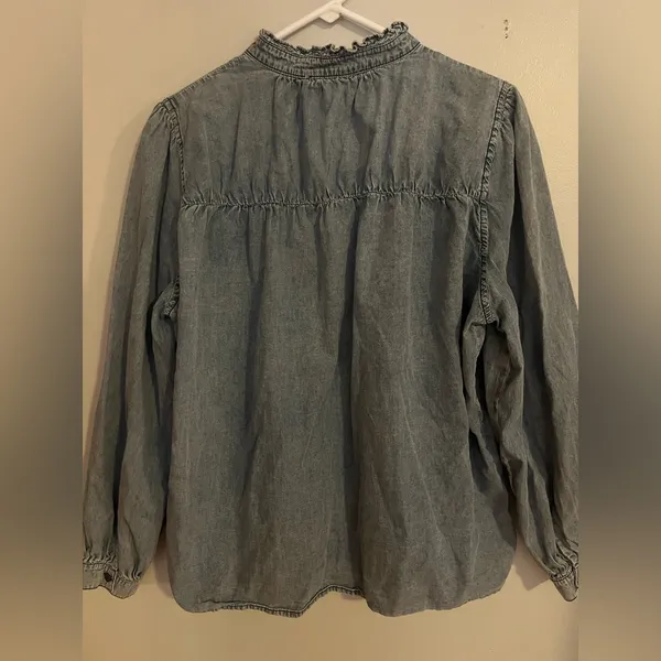 Savanna Jane Blue Ruffled Denim Top Size L‎ - Image 2