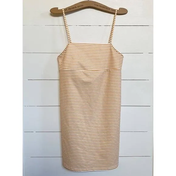 ZARA Orange White Spaghetti Stripe 90s Y2K Stretch Mini Dress -‎ S - Image 4