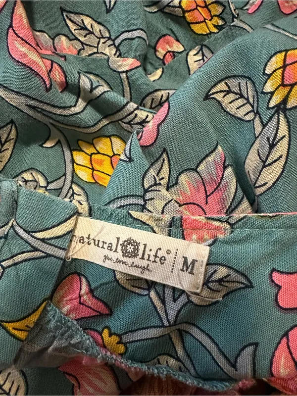 Natural life Hallie halter maxi dress blue floral rayon boho flow size medium - Image 5