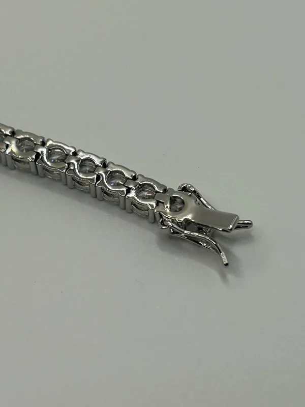 Real Silver 5mm Tennis Bracelet Moissanite VVS1 D Mens Iced 8 Inch High Quality - Image 7