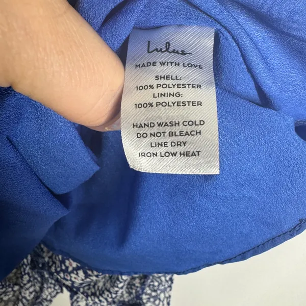 Lulus Small‎ Blue Floral Ruched Mesh Bodycon Dress CP - Image 4