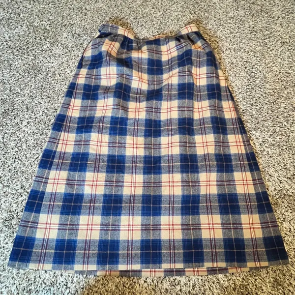 Pendleton Vintage Wool Cailean Tartan Plaid Pleated Midi Skirt‎ Blue Tan Size 12 - Image 8