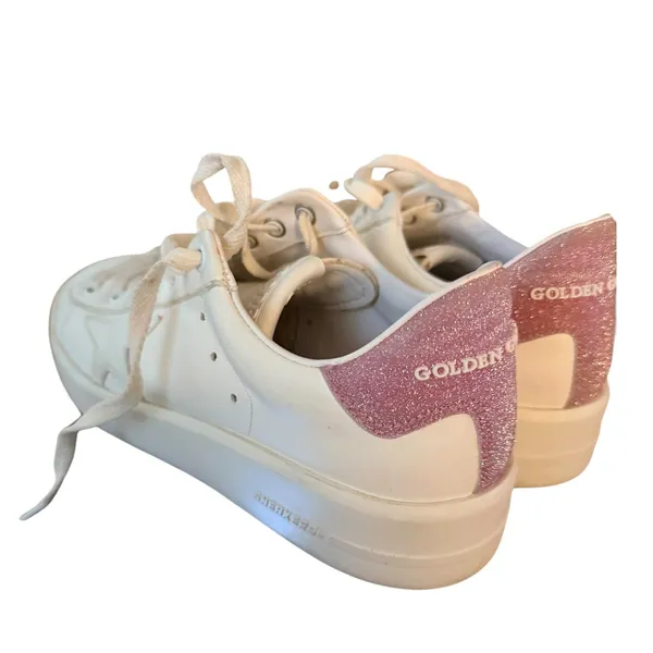 Golden Goose Pure Star‎ White Leather Pink Glitter Sneakers Luxury size 37 - Image 7