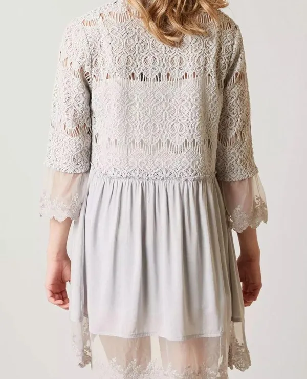 BKE Boutique Chiffon Lace overlay Flyaway Cardigan. Size XSmall Glacier … - Image 13