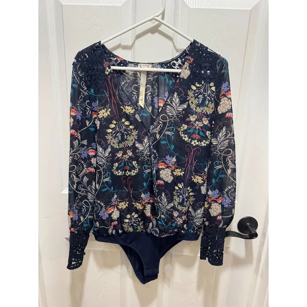 Free People Intimately Must Have Been Love Sheer Floral Long Sleeve Bodysuit - Image 2
