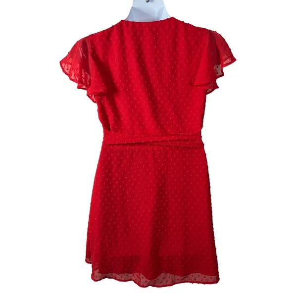 Lulus Much to Celebrate Red Swiss Dot Wrap Dress Large - Image 10