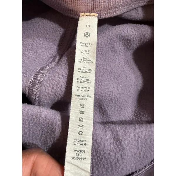Lululemon Scuba High Rise Short 3 Purple Cotton Fleece LW7CBOS Womens 10 - Image 5