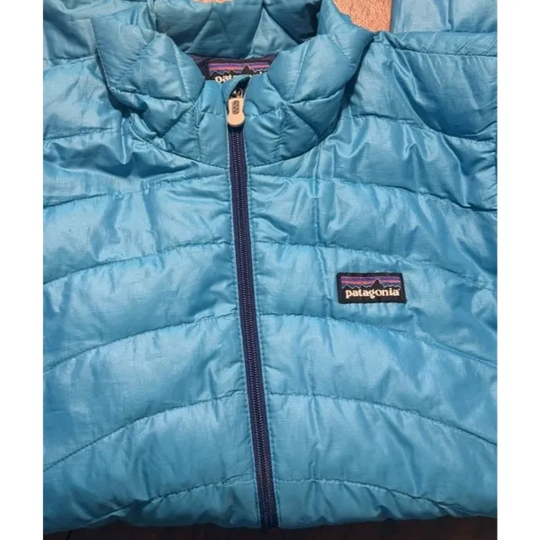 Womens PATAGONIA Blue Goose Down Puffy Sweater Full Zip Sweater Jacket Small - Image 2