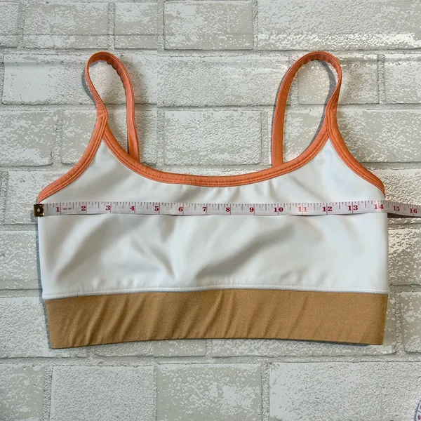 Women's White and Tan Sports Bra - Image 4
