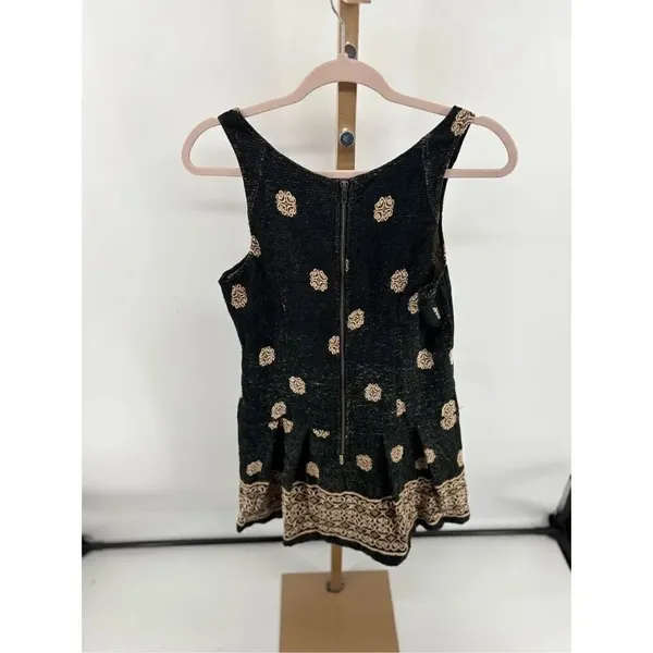 Free People Black Gold Tapestry Sleeveless Mini Dress Pockets Size 8 - Image 11