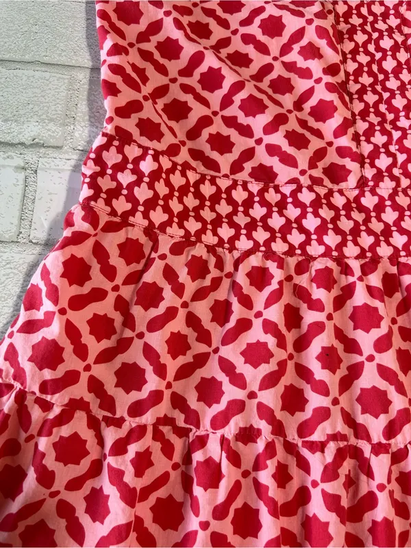 Vineyard Vines Pink & Red Geometric V-Neck Dress Size Small Preppy Vacation - Image 3