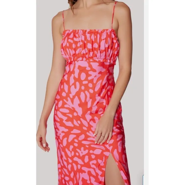 Lost + Wander Sweet Envie Midi Slip Dress Size M Satin Ruffled NWT Square Neck‎ - Image 6