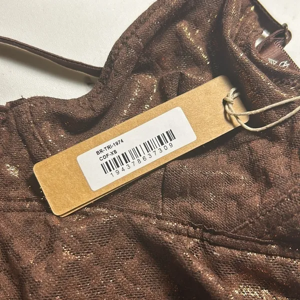- Nwt Skims (B17) Logo Foil Mesh Skimpy Triangle Bralette In Coffee Xs - Image 4